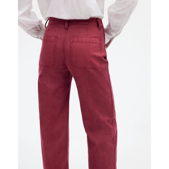 Madewell Emmett Wide-Leg Pants Women's Size 23 Claret Red Patch Pocket Edition - Picture 10 of 16